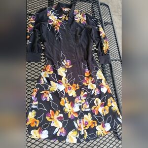 Womens Chico's Black Floral Dress Size 12